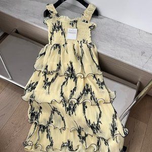 ganni yellow floral dress brand new beautiful